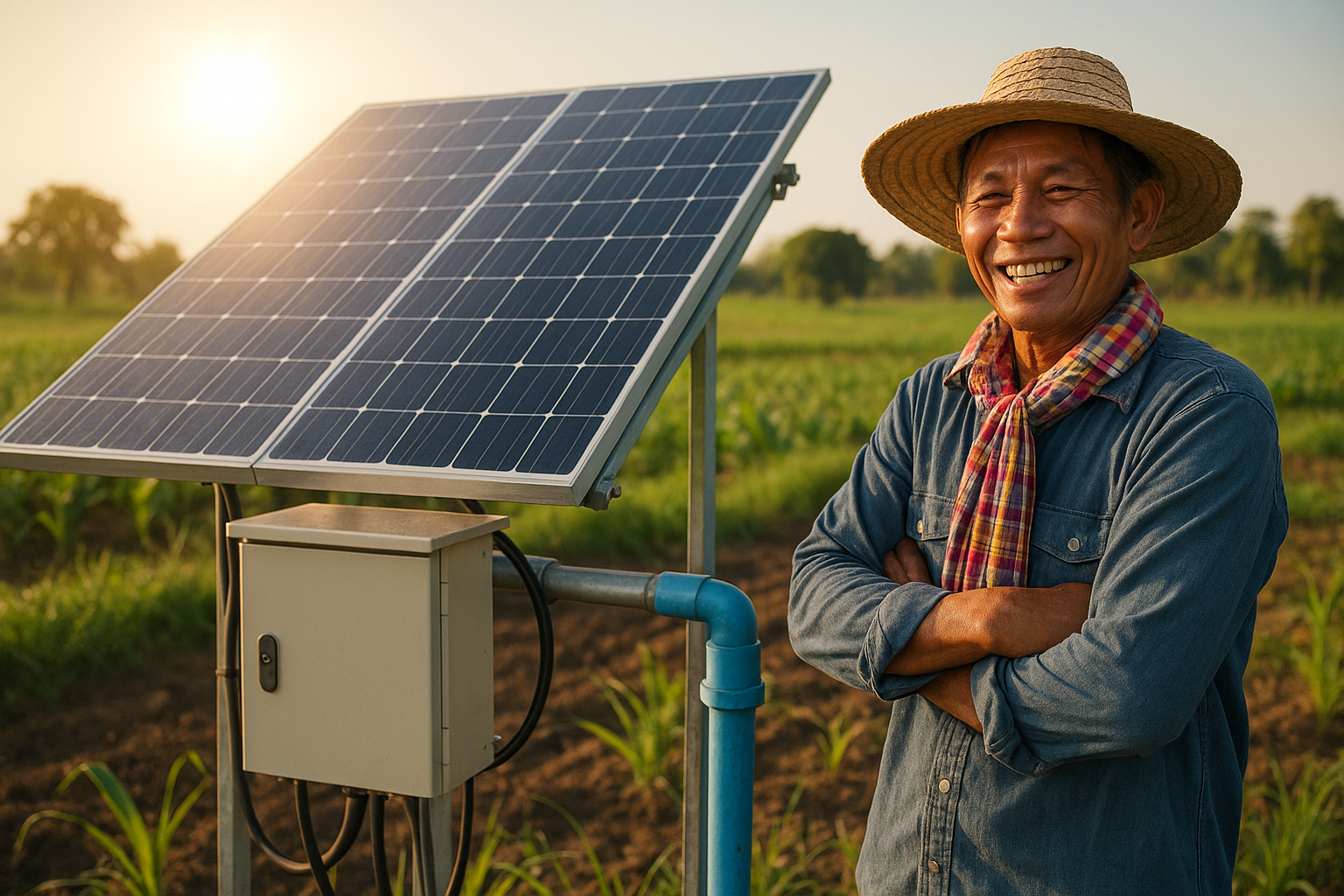 ระบบปั๊มน้ำบาดาลพลังงานแสงอาทิตย์ Solar Water Pump พร้อมแผงโซลาร์เซลล์
